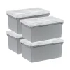 Iris Plastic File Box with Split Lid, Letter Size, Gray, 4/Pack (500167) Hot