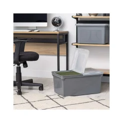 Iris Plastic File Box with Split Lid, Letter Size, Gray, 4/Pack (500167) Hot