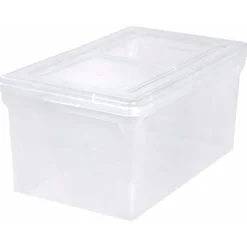 Iris Plastic File Box with Attached Flip Top Lid, Letter Size, Clear, 5/Pack (139921)