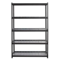 Clearance 2300 lb. Wire Rivet Series 5-Shelf Metal/Wire Deck Shelving Unit, 48"W, Black (22131) Shelving