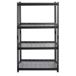 2300 lb. Wire Rivet Series 4-Shelf Metal/Wire Deck Shelving Unit, 36"W, Black (22129) Shelving