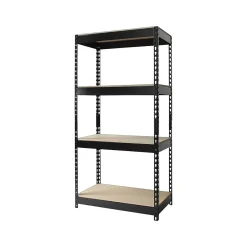 Hot Rivet Series 4-Shelf Metal Unit, 30"W, Black (17125) Shelving