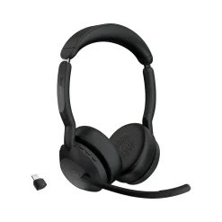 jabra Evolve2 55 Wireless Noise Canceling Bluetooth Stereo Headset, USB-C Adapter, MS Certified (25599-999-899-01)* Headsets