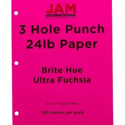 Sale 3 Hole Punch 24lb Colored Paper, 8.5 x 11, Ultra Fuchsia Pink, 100 Sheets/Pack (354428163) Multipurpose Paper