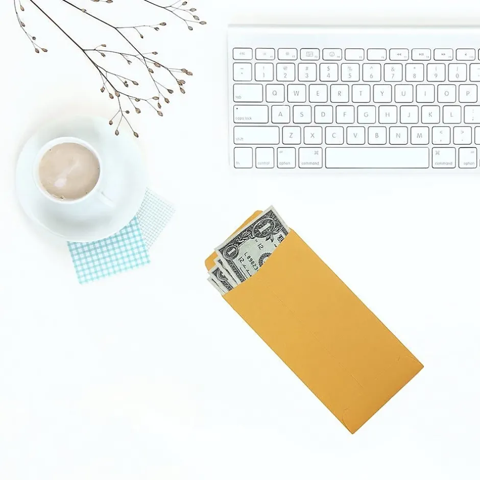 JAM Paper #7 Kraft Coin Envelope, 3 1/2" x 6 1/2", Brown Kraft, 1000/Carton (95125B)* Business