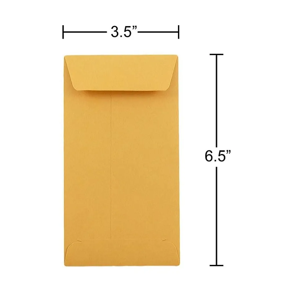 JAM Paper #7 Kraft Coin Envelope, 3 1/2" x 6 1/2", Brown Kraft, 1000/Carton (95125B)* Business