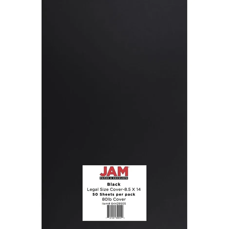 Sale 80 lb. Cardstock Paper, 8.5" x 14", Black, 50 Sheets/Pack (64429505) Card Stock