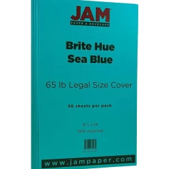 65 lb. Cardstock Paper, 8.5" x 14", Brite Hue Sea Blue, 50 Sheets/Pack (16730935) Card Stock