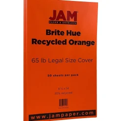 65 lb. Cardstock Paper, 8.5" x 14", Orange Brite Hue, 50 Sheets/Pack (16730931) Card Stock