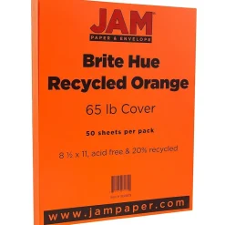 Sale 65 lb. Cardstock Paper, 8.5" x 11", Orange, 50 Sheets/Pack (1033879) Card Stock