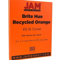 Hot 65 lb. Cardstock Paper, 8.5" x 11", Orange, 250 Sheets/Ream (1033879B) Card Stock