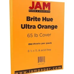Discount 65 lb. Cardstock Paper, 8.5" x 11", Ultra Orange, 250 Sheets/Ream (151027B) Card Stock