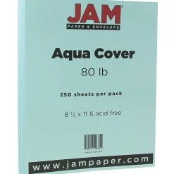Sale 80 lb. Cardstock Paper, 8.5" x 11", Aqua Blue, 250 Sheets/Ream (1524370B) Card Stock