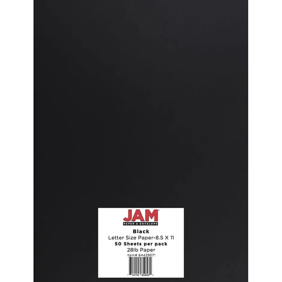 New 28 lb. Colored Paper, 8.5" x 11", Black, 50 Sheets/Pack (64429571) Card Stock