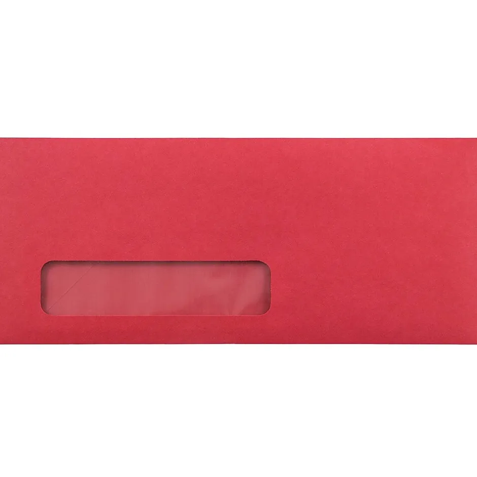 JAM Paper #10 Window Envelope, 4 1/8" x 9 1/2", Red, 25/Pack (1531052)* Window
