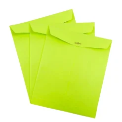 JAM Paper 10 x 13 Open End Catalog Colored Envelopes with Clasp Closure, Ultra Lime Green, 50/Pack (v0128186i)* Catalog
