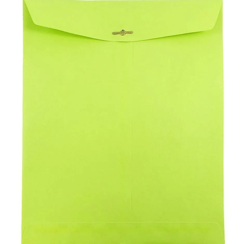 JAM Paper 10" x 13" Open End Catalog Colored Envelopes with Clasp Closure, Ultra Lime Green, 10/Pack (V0128186B)* Catalog