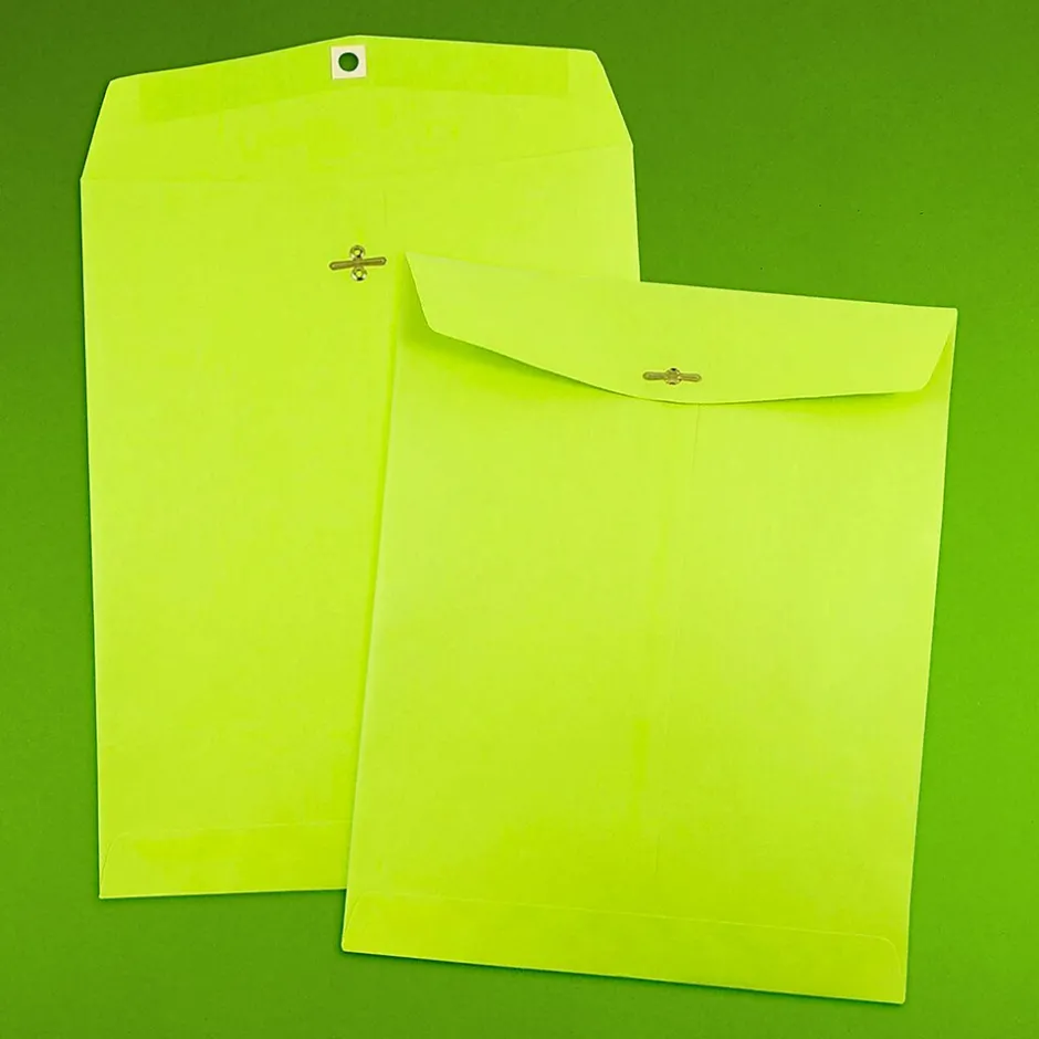 JAM Paper 10" x 13" Open End Catalog Colored Envelopes with Clasp Closure, Ultra Lime Green, 10/Pack (V0128186B)* Catalog