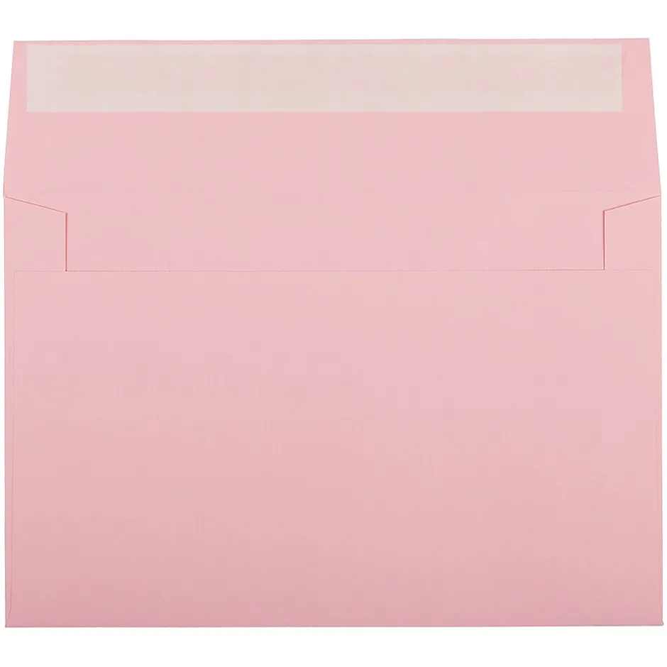 JAM Paper A9 Colored Invitation Envelopes with Peel & Seal Closure, 5 3/4" x 8 3/4", Light Pink, 100/Pack* Business