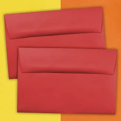 JAM Paper A9 Colored Invitation Envelopes, 5.75 x 8.75, Red Recycled, 50/Pack (14257I)* Business