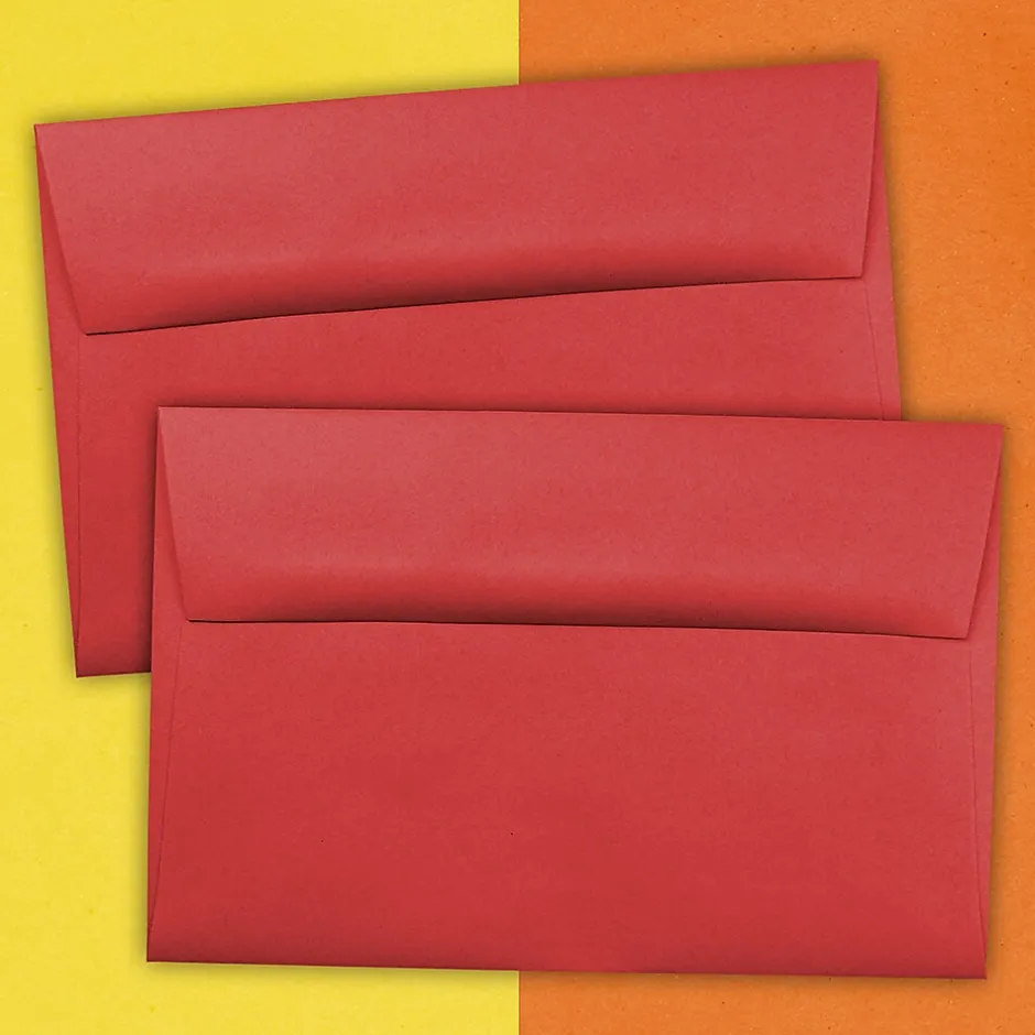JAM Paper A9 Colored Invitation Envelopes, 5.75 x 8.75, Red Recycled, 50/Pack (14257I)* Business