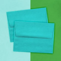 JAM Paper A2 Colored Invitation Envelopes, 4.375 x 5.75, Sea Blue Recycled, 50/Pack (70207I)* Business