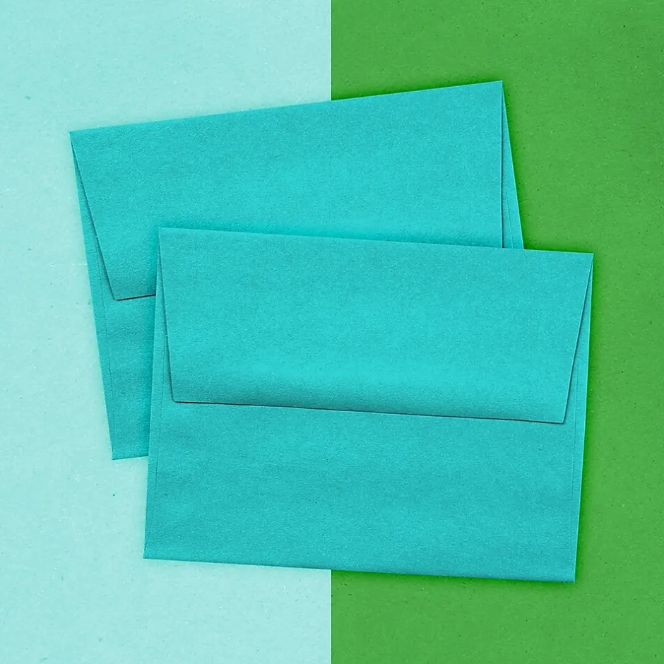 JAM Paper A2 Colored Invitation Envelopes, 4.375 x 5.75, Sea Blue Recycled, 50/Pack (70207I)* Business