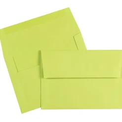 JAM Paper A7 Colored Invitation Envelopes, 5.25 x 7.25, Ultra Lime Green, 50/Pack (96151I)* Business