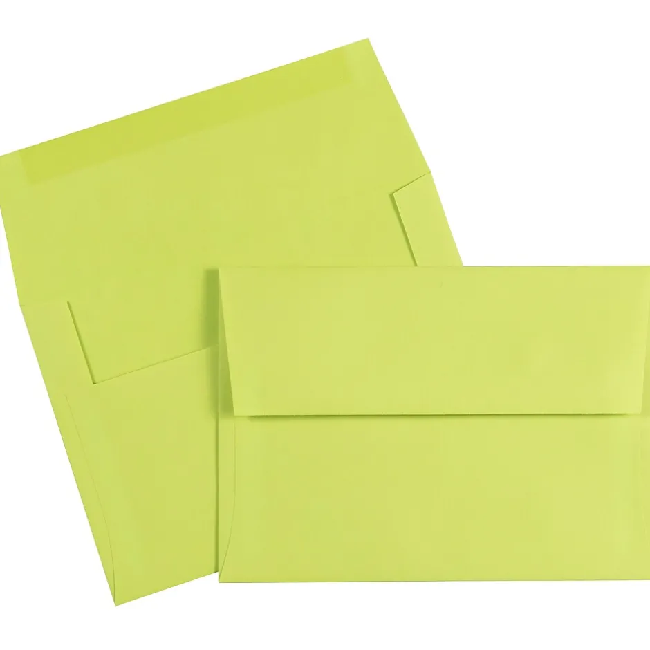 JAM Paper A7 Colored Invitation Envelopes, 5.25 x 7.25, Ultra Lime Green, 50/Pack (96151I)* Business