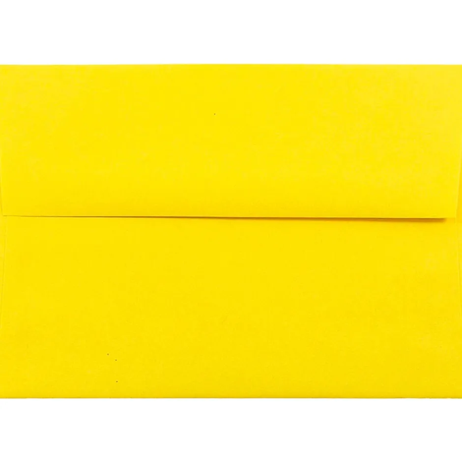 JAM Paper A7 Colored Invitation Envelopes, 5.25 x 7.25, Yellow Recycled, 50/Pack (96326I)* Business