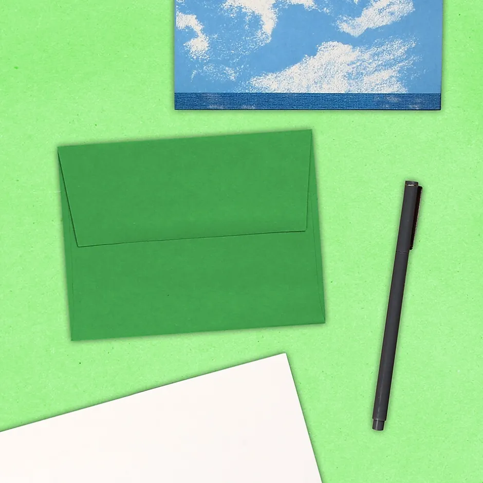 JAM Paper A2 Colored Invitation Envelopes, 4.375 x 5.75, Green Recycled, 25/Pack (15843)* Business