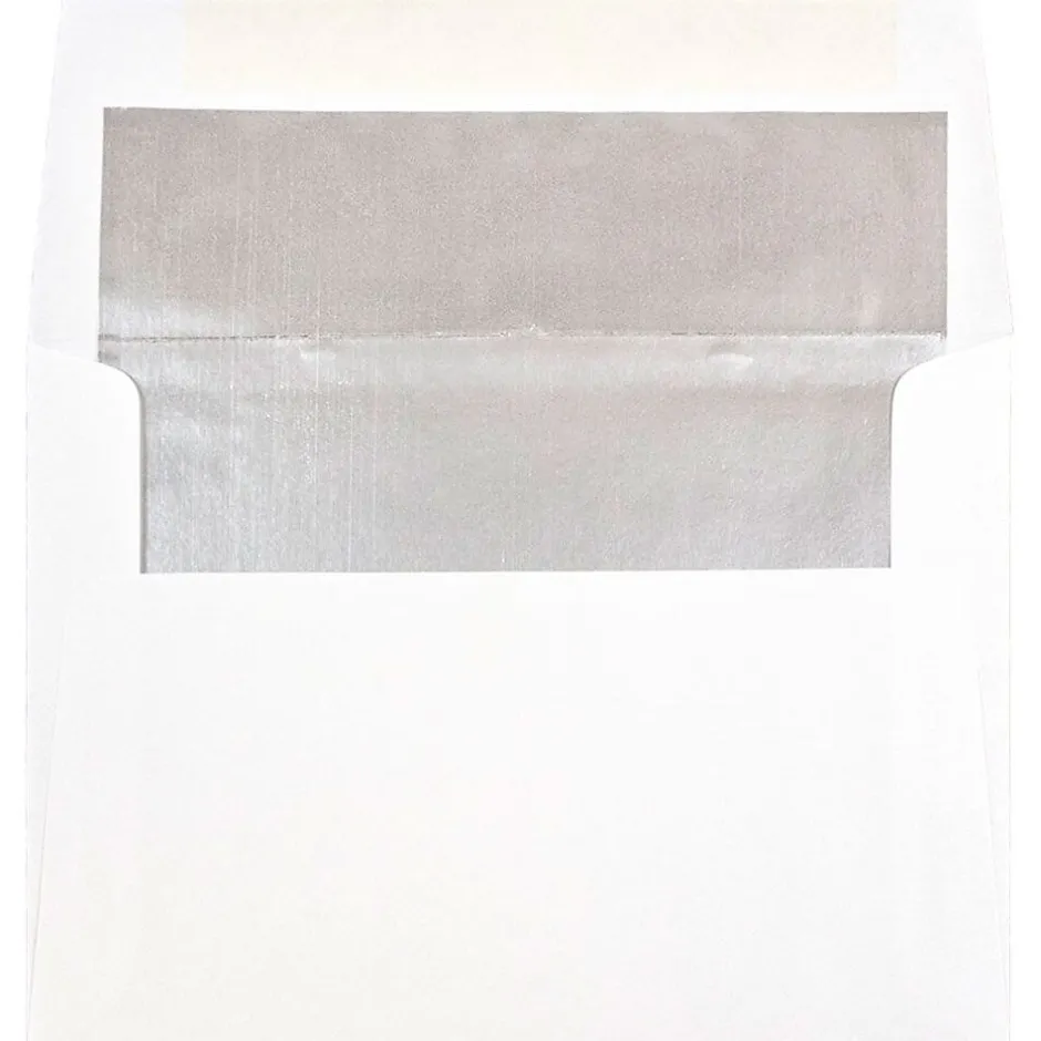 JAM Paper A6 Foil Lined Invitation Envelopes, 4.75 x 6.5, White with Silver Foil, 25/Pack (82927)* Business