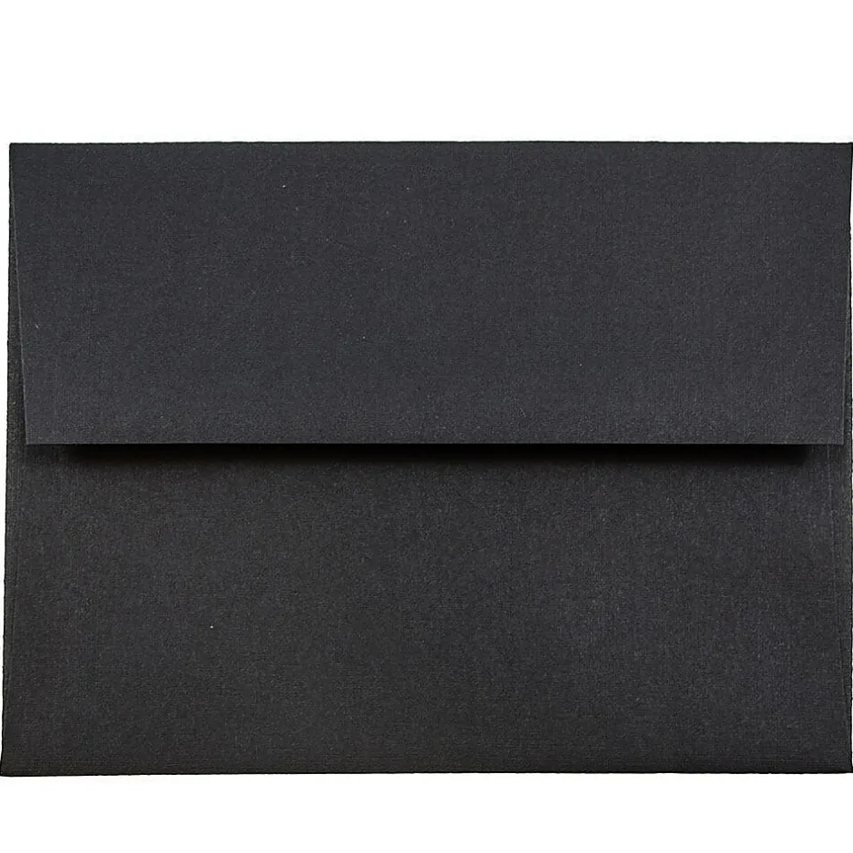 JAM Paper A2 Invitation Envelopes, 4.375 x 5.75, Black Linen, 50/Pack (64345I)* Business