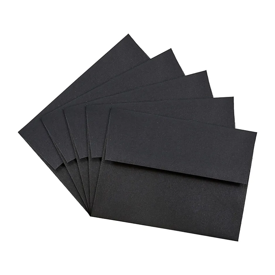 JAM Paper A2 Invitation Envelopes, 4.375 x 5.75, Black Linen, 50/Pack (64345I)* Business