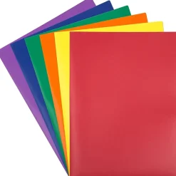JAM Paper A4 POP 2-Pocket Plastic Folders, 9.5" x 11.5" Assorted Primary Colors, 6/Pack (383EASRTPRA4) Discount
