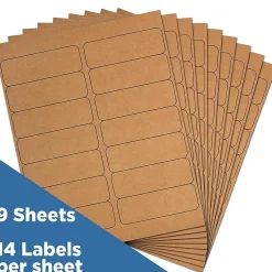 JAM Paper Address Labels, 1 1/3" x 4" , , 14 Labels/Sheet, 9 Sheets/Pack (359330336)* Address Labels