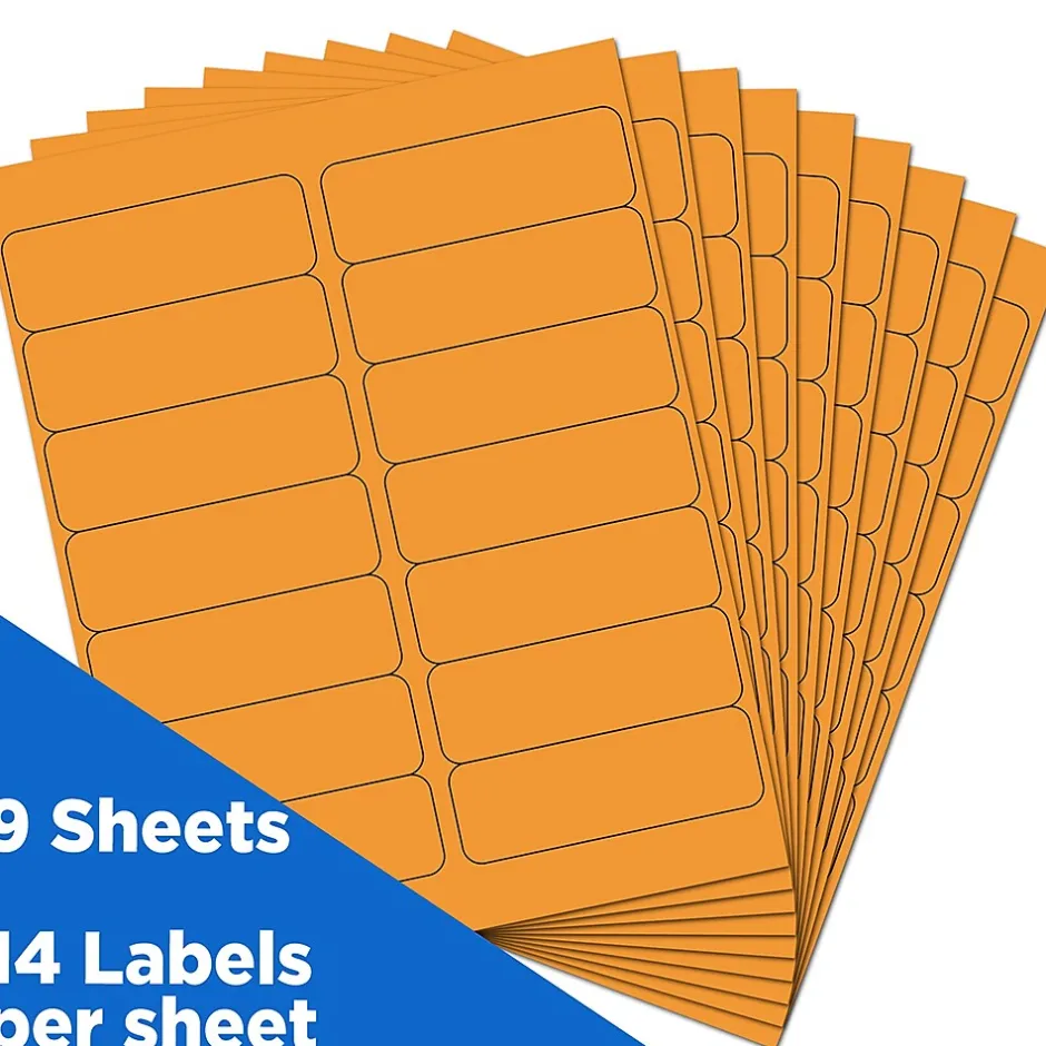 JAM Paper Address Labels, 1 1/3" x 4", , 14 Labels/Sheet, 9 Sheets/Pack (359329611)* Address Labels