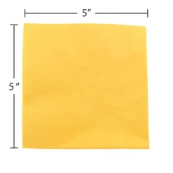 Napkins<JAM Paper Beverage Napkin, 2-ply, Yellow, 50 Napkins/Pack (255621944)