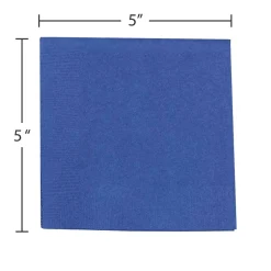 Napkins<JAM Paper Beverage Napkin, 2-ply, Blue, 50 Napkins/Pack (5255620717)
