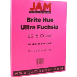 Outlet Bright Hue 65 lb. Cardstock Paper, 8.5" x 11", Ultra Fuchsia, 50 Sheets/Pack (184851) Card Stock