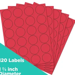 JAM Paper Circle Round Label Sticker Seals, 1" Diameter, Red, 24 Labels/Sheet, 5 Sheets/Pack (3147612194)* Shipping Labels