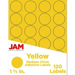 JAM Paper Circle Round Label Sticker Seals, 1 2/3 Inch Diameter, , 24 Labels/Sheet, 5 Sheets/Pack (147627067)* Shipping Labels