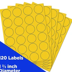 JAM Paper Circle Round Label Sticker Seals, 1 2/3 Inch Diameter, , 24 Labels/Sheet, 5 Sheets/Pack (147627067)* Shipping Labels
