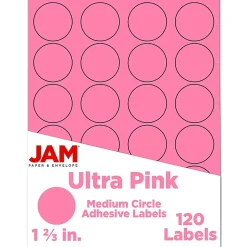 JAM Paper Circle Round Label Seals, 1 2/3" Diameter, , 24 Labels/Sheet, 5 Sheets/Pack (147627062)* Shipping Labels