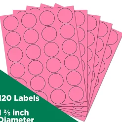 JAM Paper Circle Round Label Seals, 1 2/3" Diameter, , 24 Labels/Sheet, 5 Sheets/Pack (147627062)* Shipping Labels