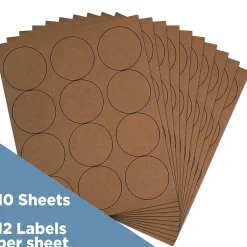 JAM Paper Circle Round Label Sticker Seals, 2.5 Inch Diameter, Brown Kraft, 120/Pack (2147618897)* Shipping Labels