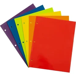 JAM Paper Glossy 3 Hole Punched, 2-Pocket Plastic Folders, Multicolored, Assorted Primary, 12/Pack (385GHPRBYPOBLA) Online
