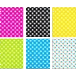 JAM Paper Glossy 3-Hole Punched 2-Pocket Folders, Multicolored, Assorted Polka Dot, 6/Pack (31237926) New