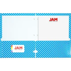 JAM Paper Glossy 3-Hole Punched 2-Pocket Folders, Multicolored, Assorted Polka Dot, 6/Pack (31237926) New