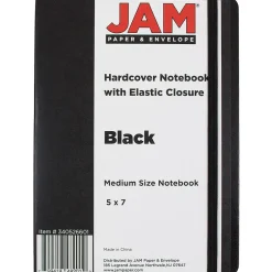 JAM Paper Hardcover Notebook with Elastic, Medium Journal, 5 x 7, Black, 100 Lined Sheets, Sold Individually (340526601) Hot